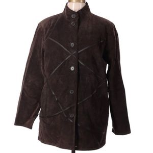 Vintage suede jacket with geometric stripes